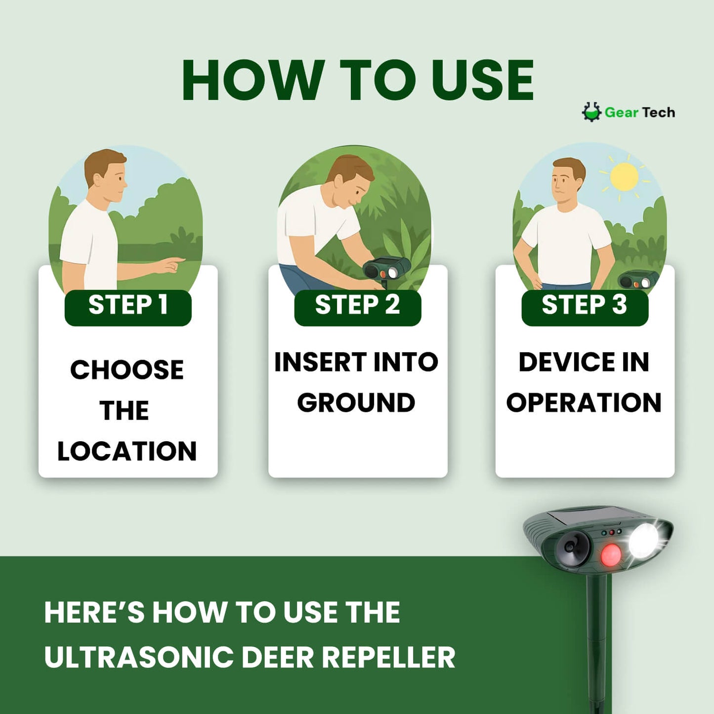 Outdoor Solar Powered Deer Repellent For Yard