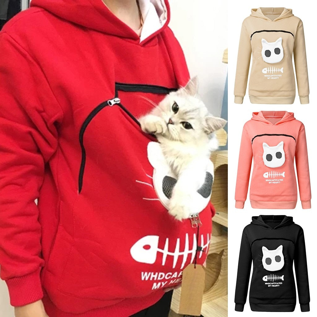 Hug Pouch Sweater for Pet Lovers – Cozy Cotton Design with Removable Lining and Kangaroo Pocket 1