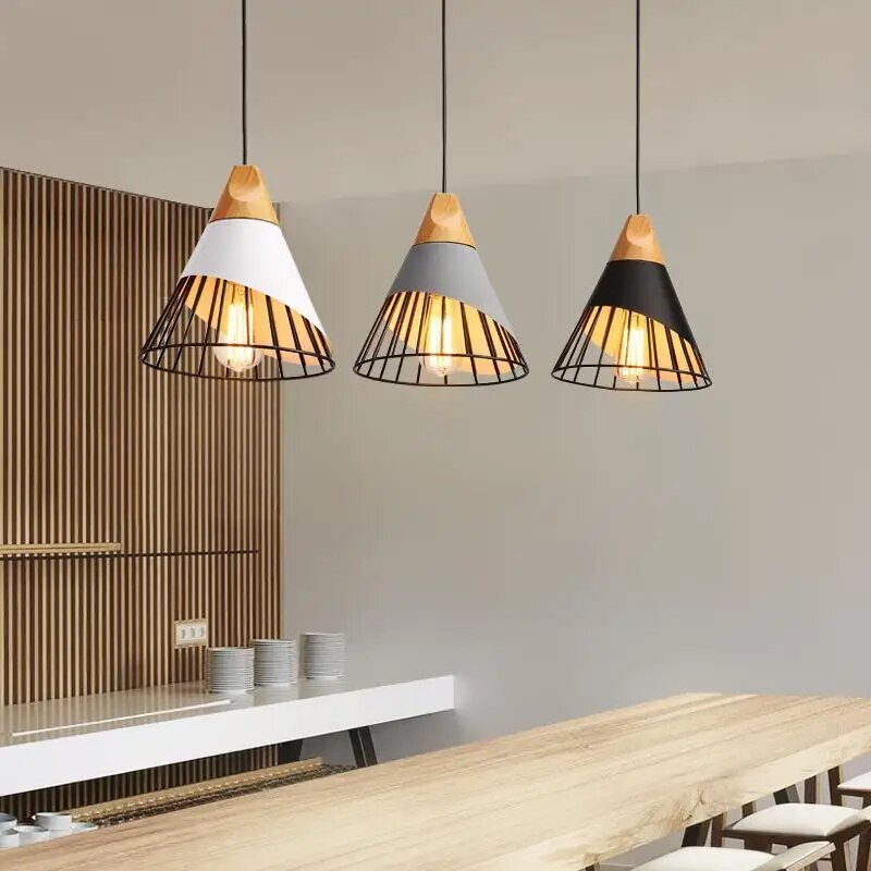 Rustic Wooden Hanging Pendant Lamp