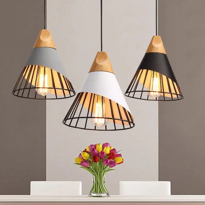 Rustic Wooden Hanging Pendant Lamp