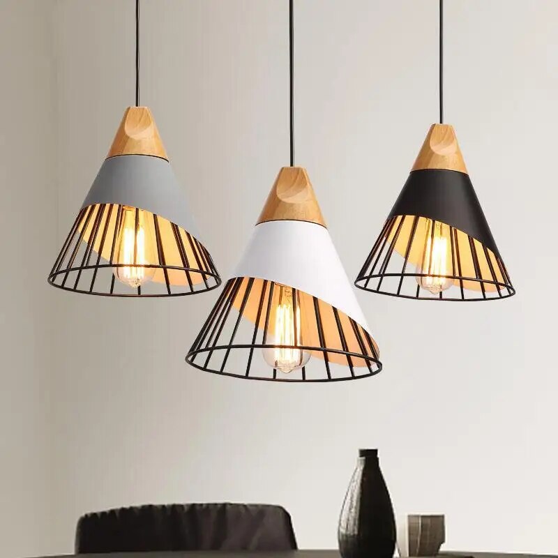 Rustic Wooden Hanging Pendant Lamp