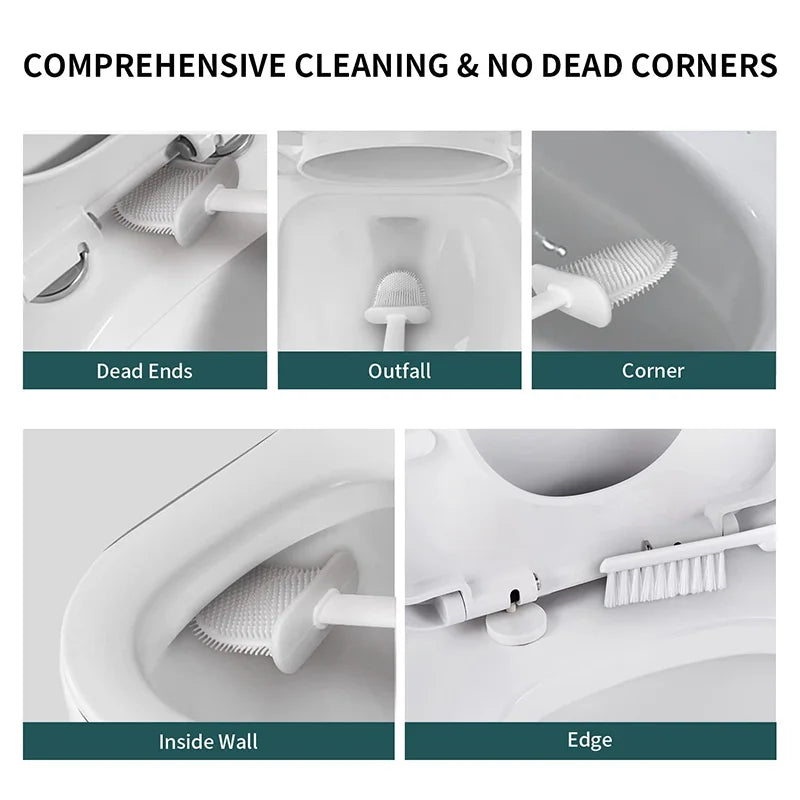 HygieneFlex | Ergonomic Silicone Toilet Brush with Wall Mounted Holder 3