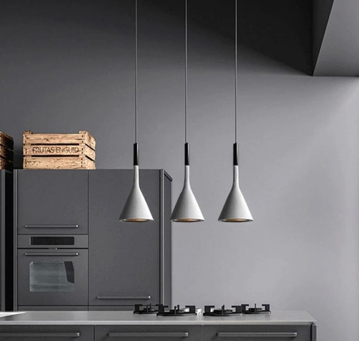 Contemporary Gray Kitchen Island Lighting, 3 Piece Set - Lusomart