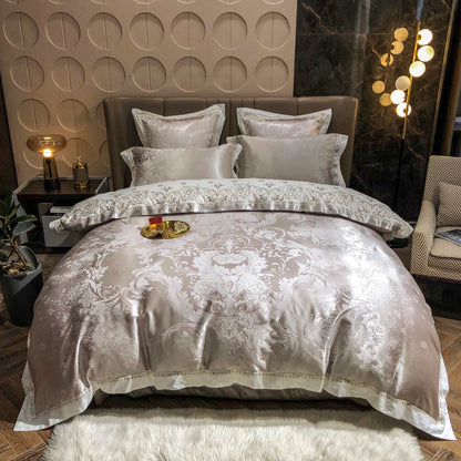 Soft Luxury Cotton Bedding Set with Silk Pattern - Lusomart