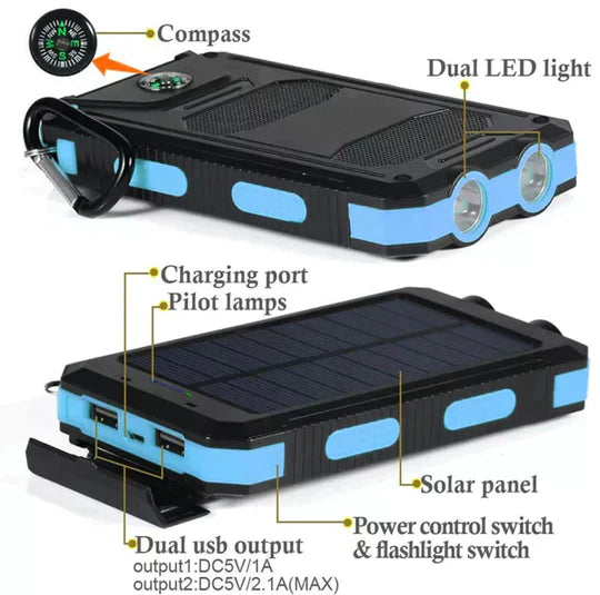 Portable Solar Charger 30000mAh Waterproof Power Bank