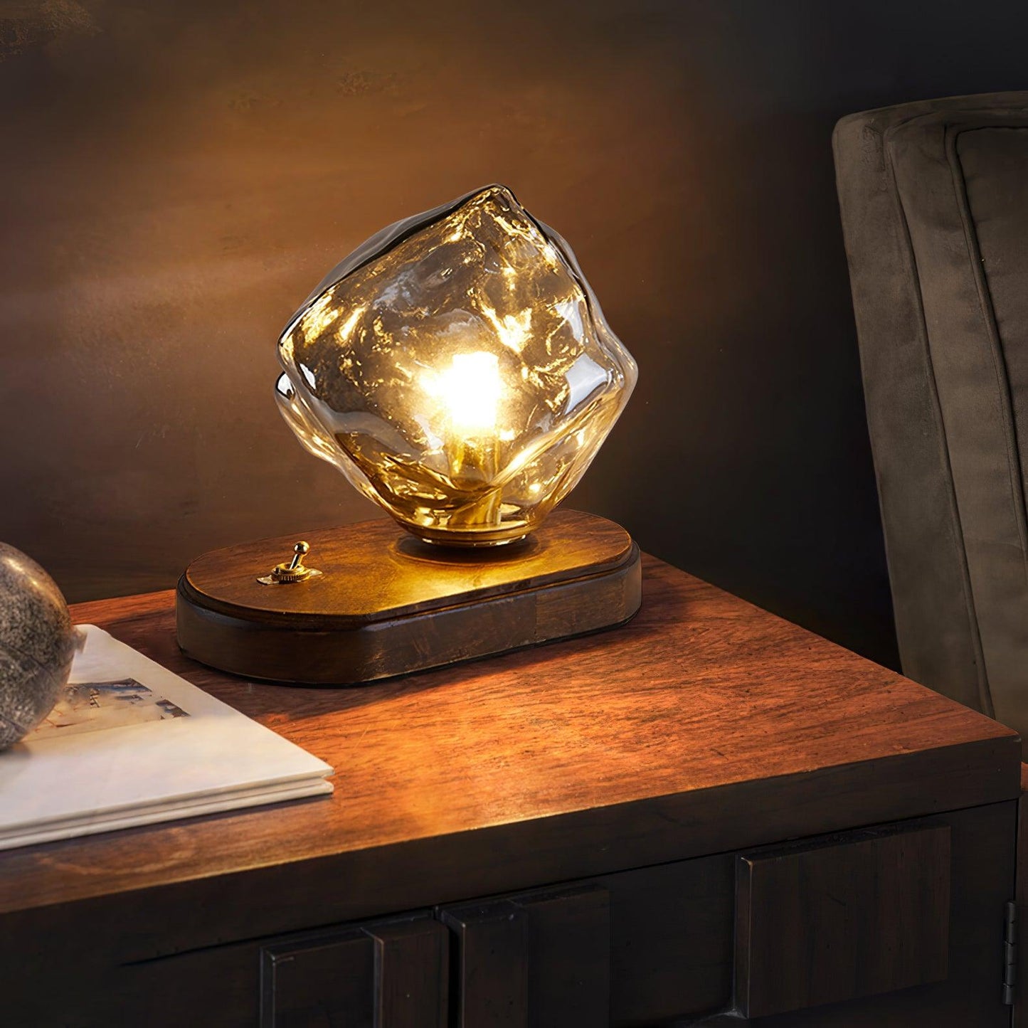 Clear Glass Bedroom Side Lamp