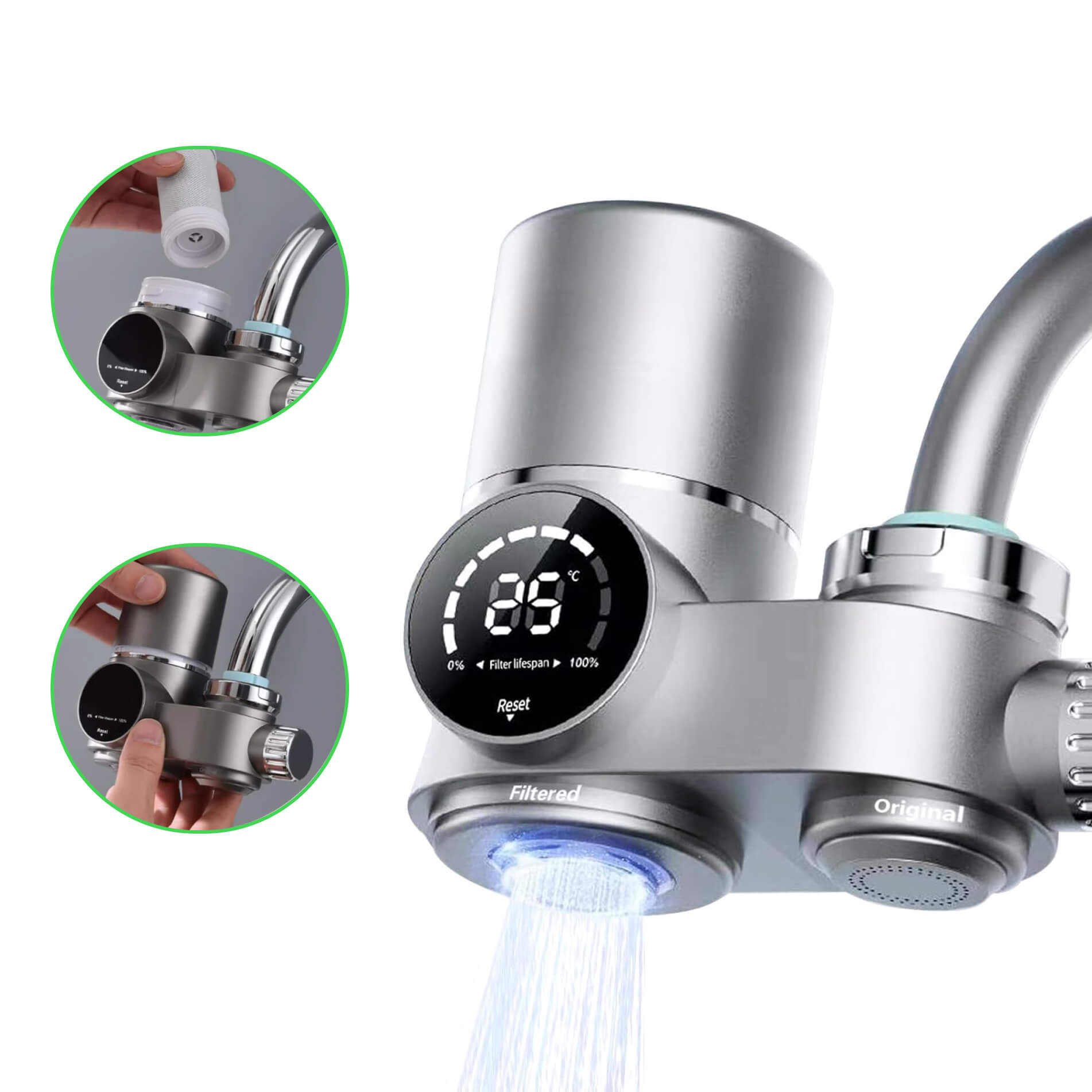PureFlow LED Water Purifier Faucet Filter With Screen - Lusomart