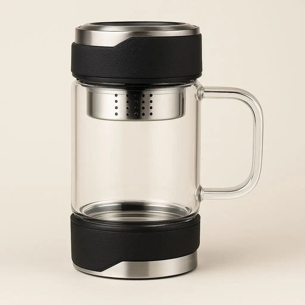 Thermal Glass Tea Cup - Insulated Mug with Strainer - Lusomart
