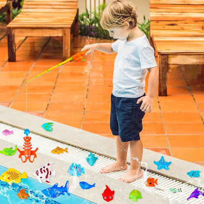 Colorful Kids Magnetic Fishing Set with Inflatable Pool - Lusomart
