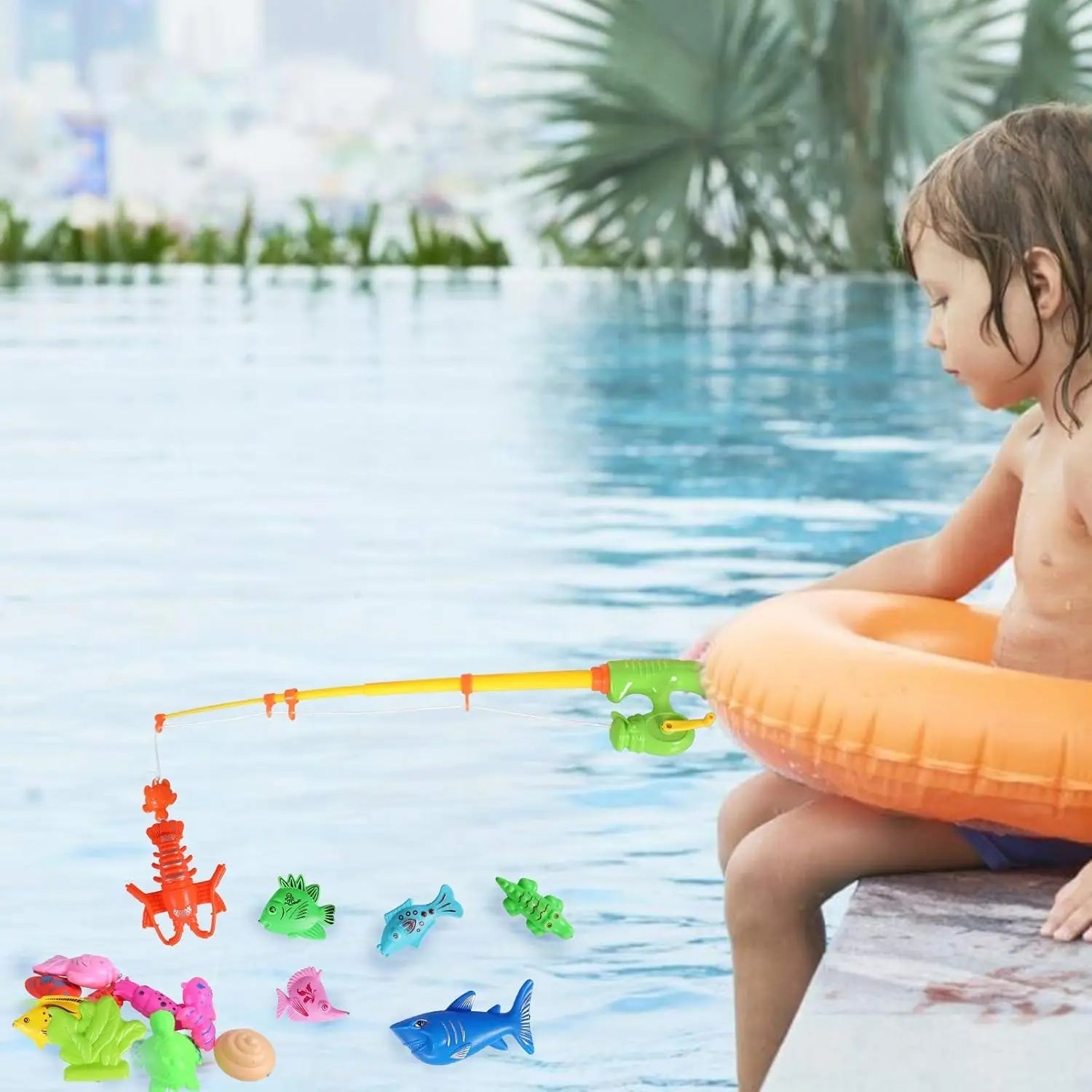 Interactive Magnetic Fishing Game with Inflatable Pool for Kids – Fun Educational Toy for Indoors and Outdoors 7
