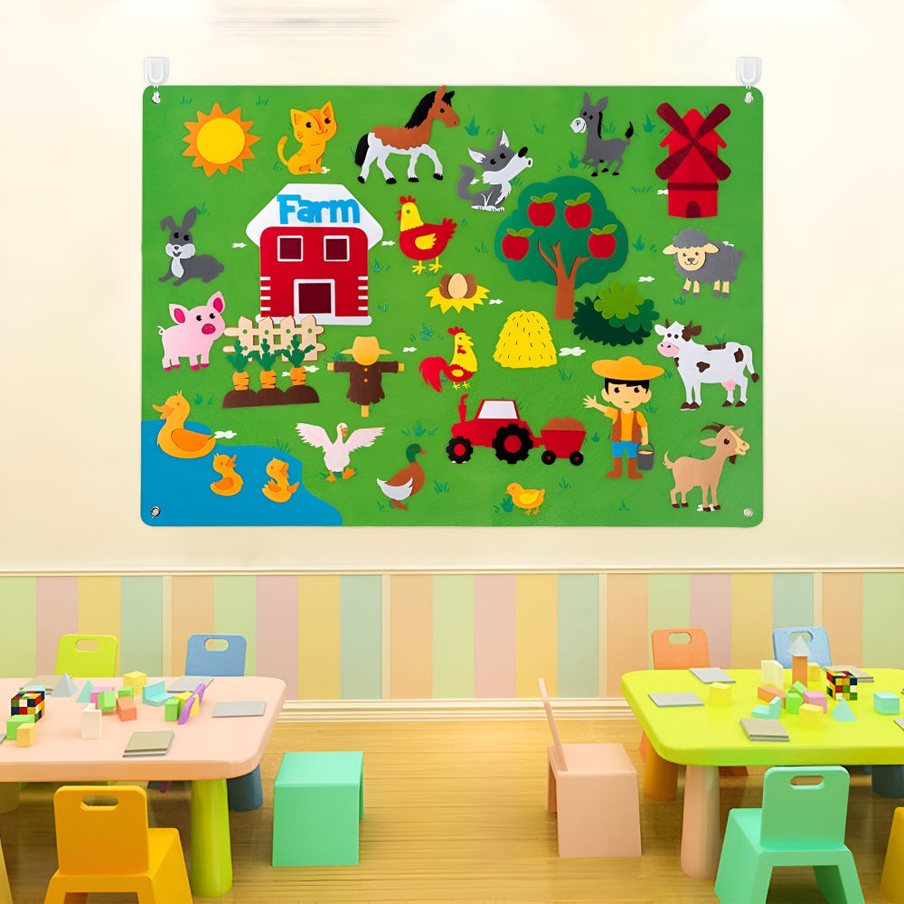 Colorful Educational Kids Felt Learning Wall Display