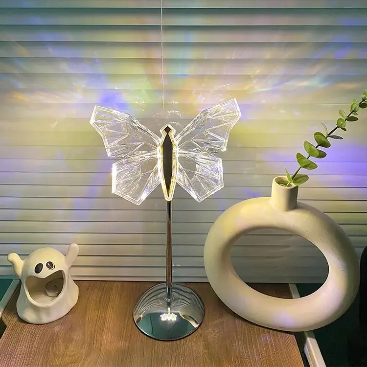 Elegant Glass Butterfly LED Bedside Table Lamp