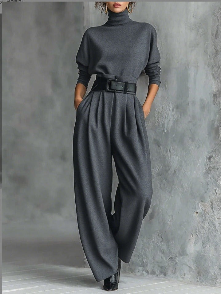 Classic Women's Turtleneck and Pants Set - Lusomart