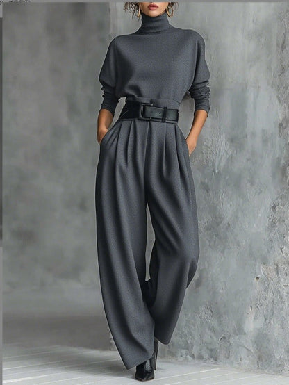 Classic Women's Turtleneck and Pants Set - Lusomart
