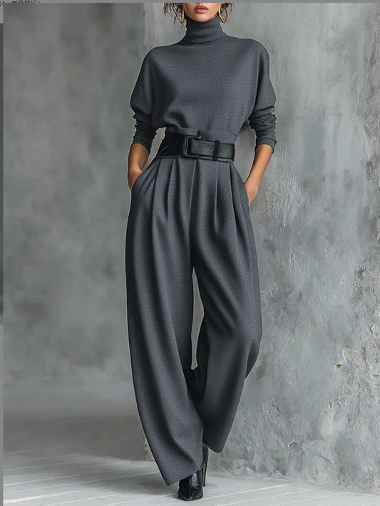 Classic Women's Turtleneck and Pants Set - Lusomart