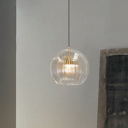 Clear Glass Pendant Lamp with Warm Amber Shade