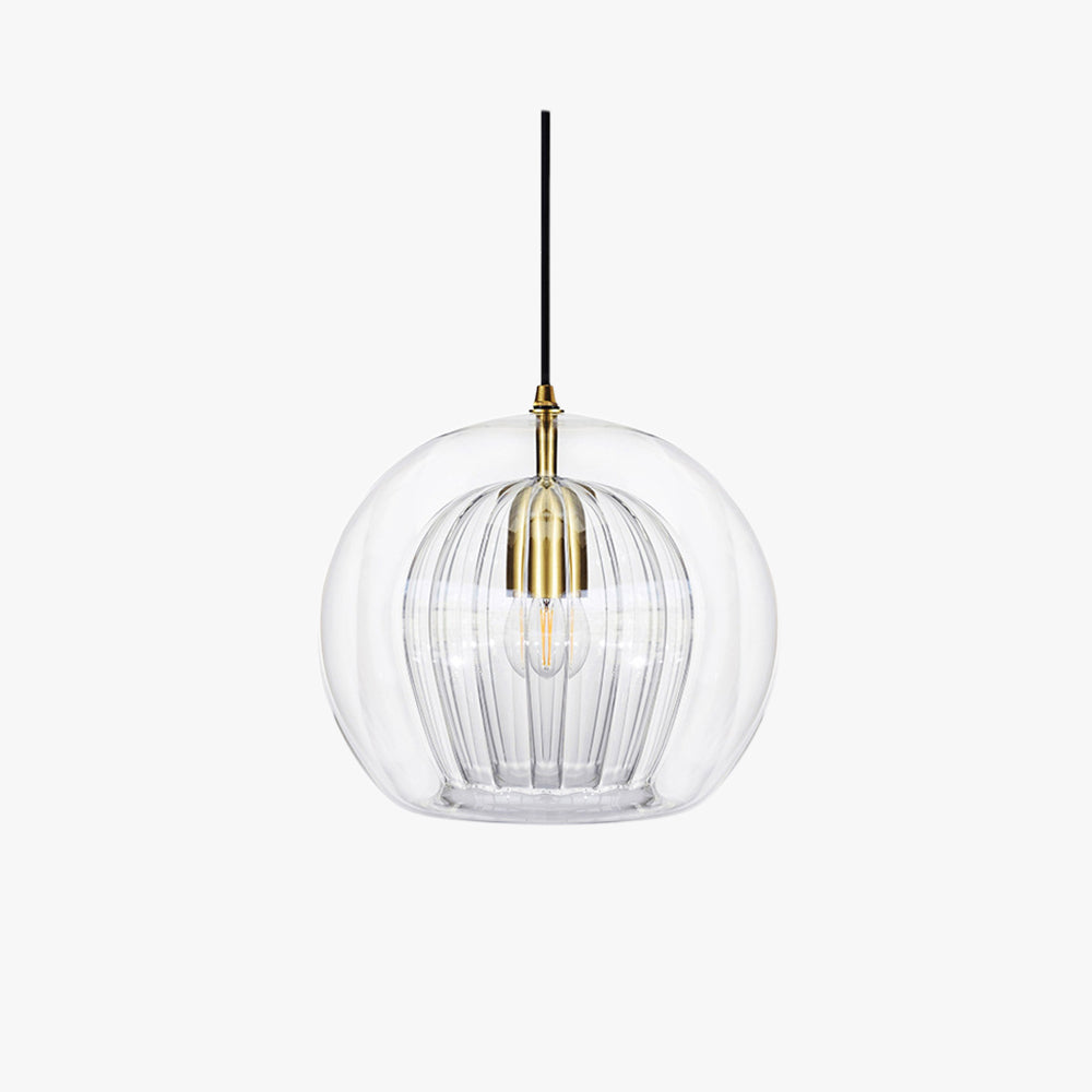 Clear Glass Pendant Lamp with Warm Amber Shade - Lusomart