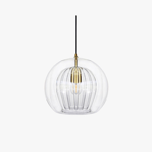 Clear Glass Pendant Lamp with Warm Amber Shade - Lusomart