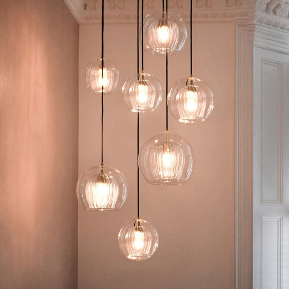 Clear Glass Pendant Lamp with Warm Amber Shade