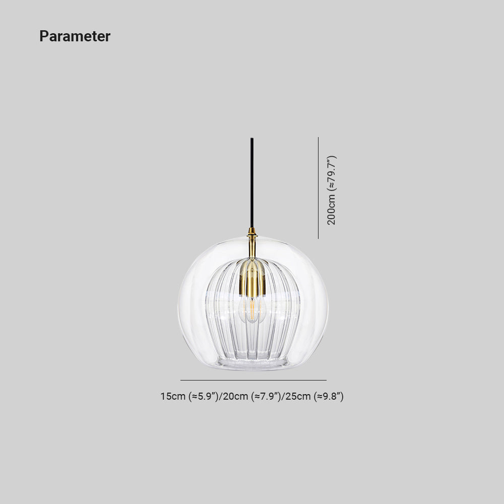 Clear Glass Pendant Lamp with Warm Amber Shade