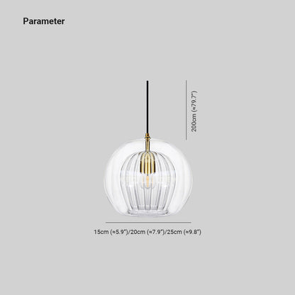 Clear Glass Pendant Lamp with Warm Amber Shade
