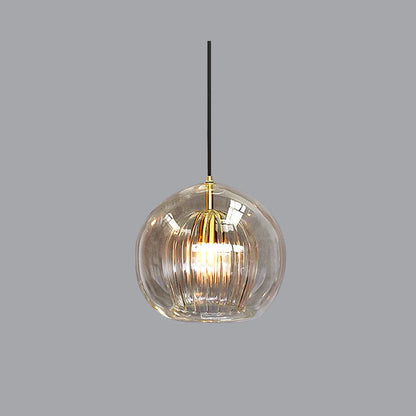 Clear Glass Pendant Lamp with Warm Amber Shade