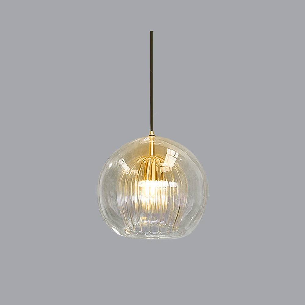 Clear Glass Pendant Lamp with Warm Amber Shade