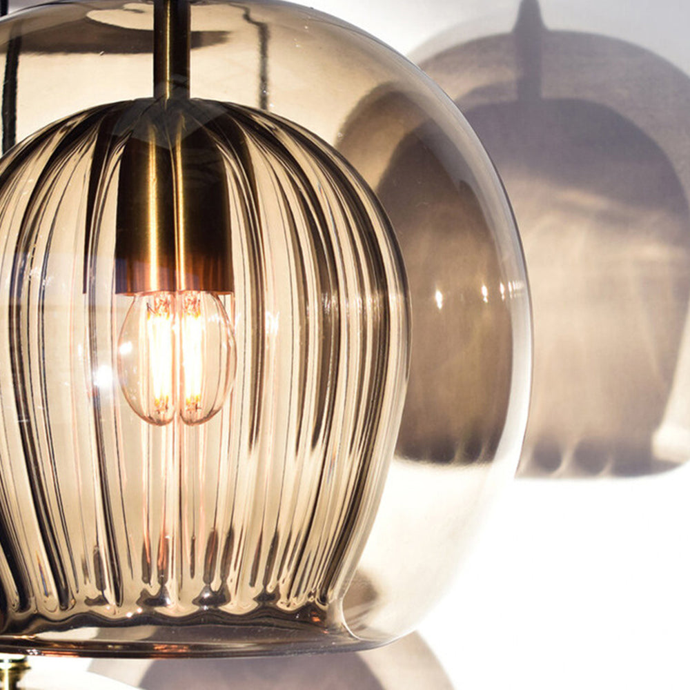 Clear Glass Pendant Lamp with Warm Amber Shade