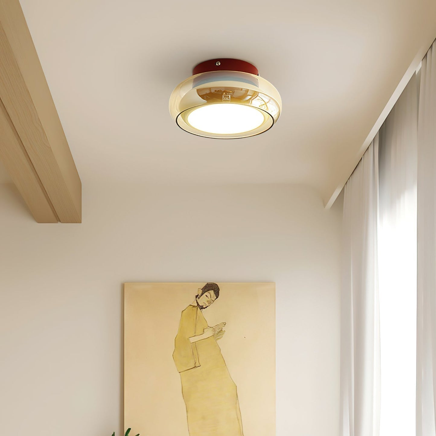Vintage Round Glass Ceiling Light Fixture