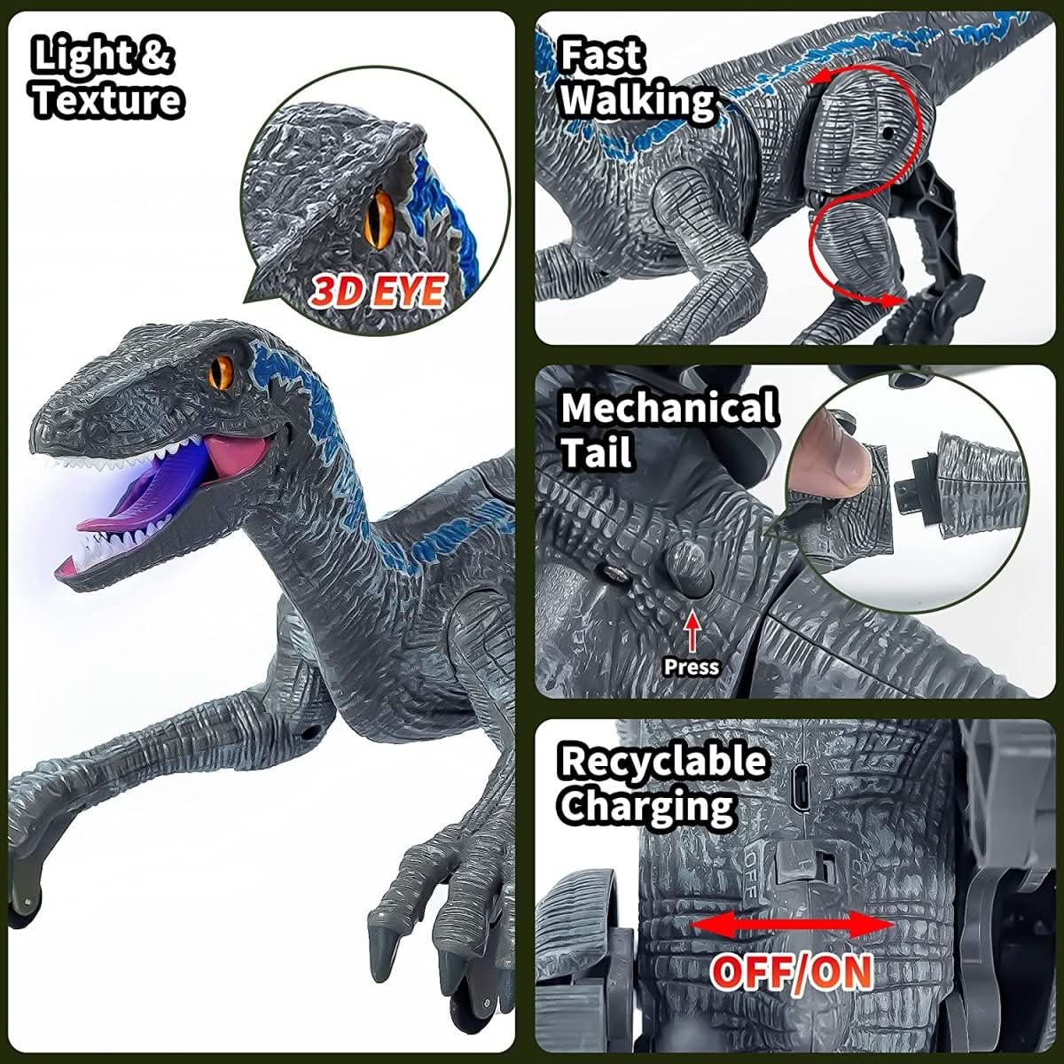 JurassicBeast | Lively Remote Control T-Rex Dinosaur Toy with Lights and Sounds 5