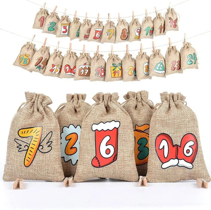 JuteNest | Eco-Friendly Hanging Advent Countdown Calendar with Rustic Design 1