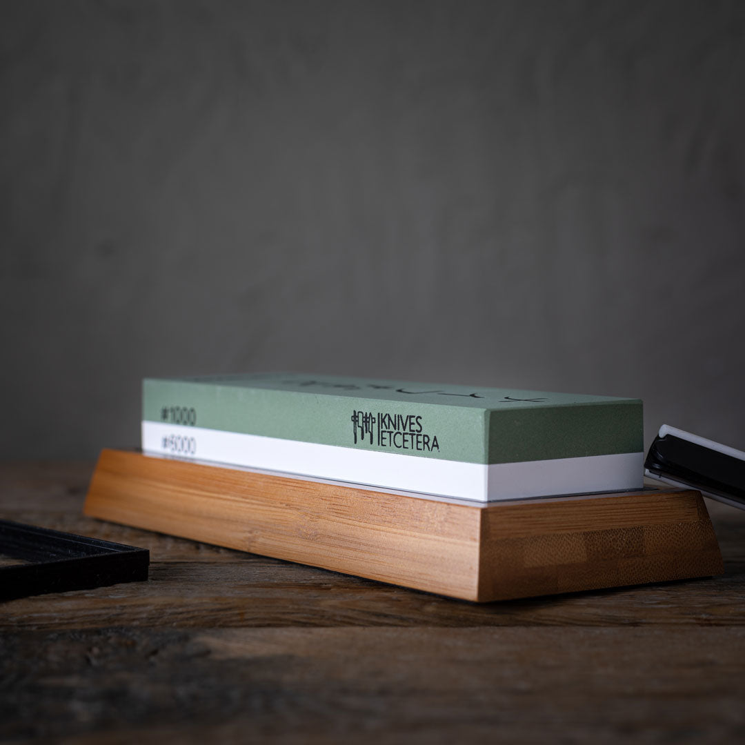Sharpener Stone Double Sided Bamboo Kitchen Base - Lusomart