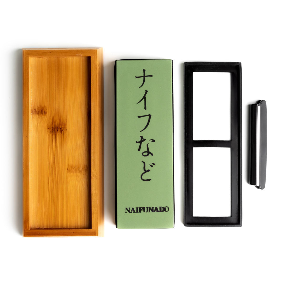 Sharpener Stone Double Sided Bamboo Kitchen Base