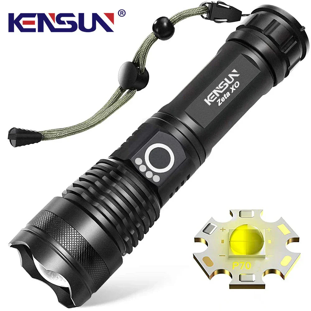 Bright 90000lm Rechargeable LED Zoom Flashlight - Lusomart