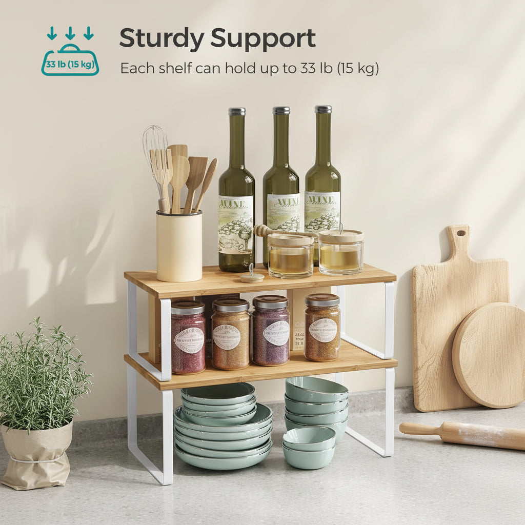 Space Saving Metal Shelf Storage Units for Kitchen Cabinets
