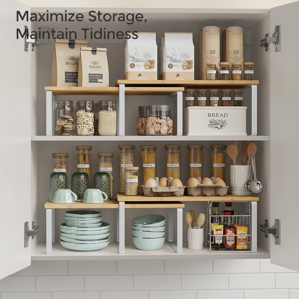 Space Saving Metal Shelf Storage Units for Kitchen Cabinets