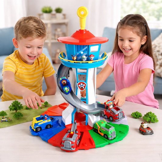 Fun Childrens Car Track Play Set With Slide - Lusomart
