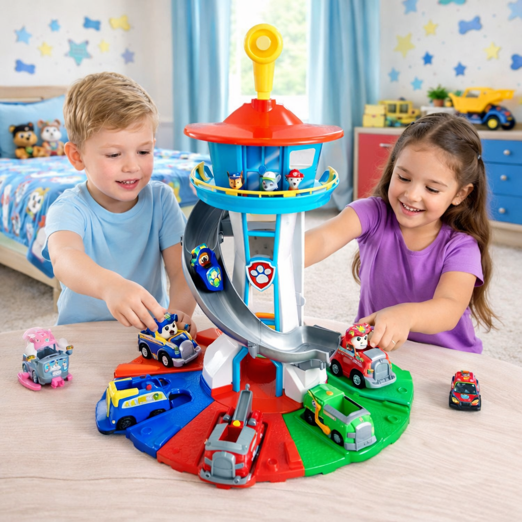 Fun Childrens Car Track Play Set With Slide