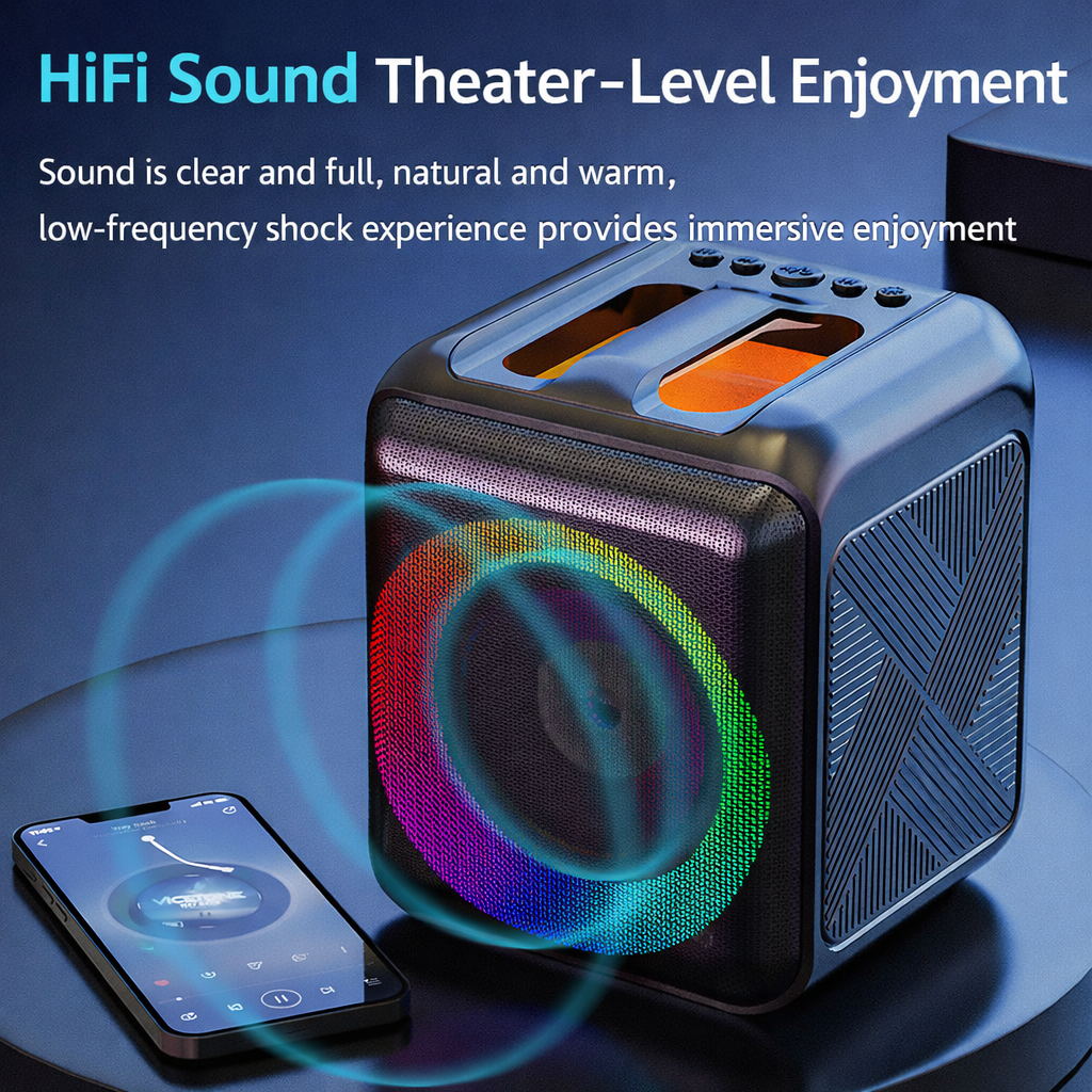 Wireless Karaoke System Portable Bluetooth Speaker Mic
