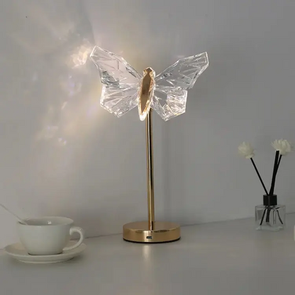 Elegant Glass Butterfly LED Bedside Table Lamp