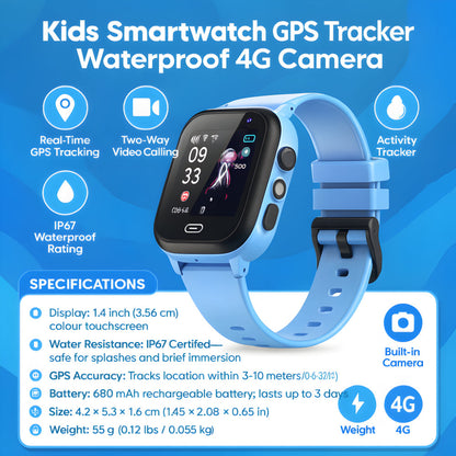 Kids GPS Smartwatch 4G Waterproof Tracker with Camera and Activity Monitor 2