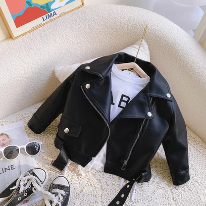 Kids' Biker Jacket Faux Leather Warm Winter Motorcycle Style for Boys and Girls Ages 2-7 1