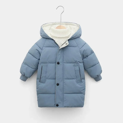 Kids' Long Down Jacket Thickened Cotton-Padded Warm Winter Coat 2