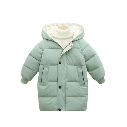 Kids' Long Down Jacket Thickened Cotton-Padded Warm Winter Coat 7