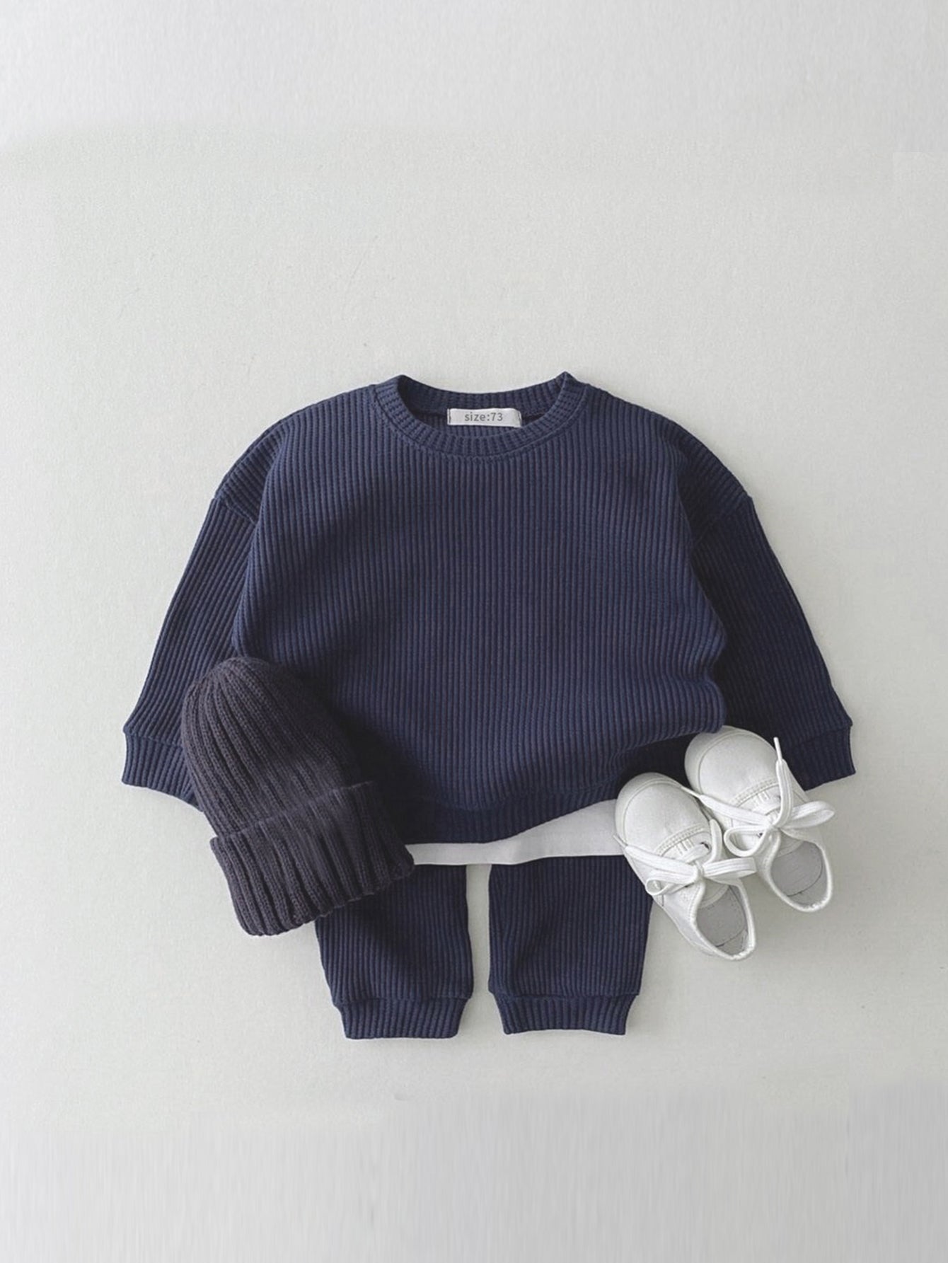 Kids’ Waffle Set Long Sleeve Top and Pants Soft Cotton Comfortable Toddler Clothes 0