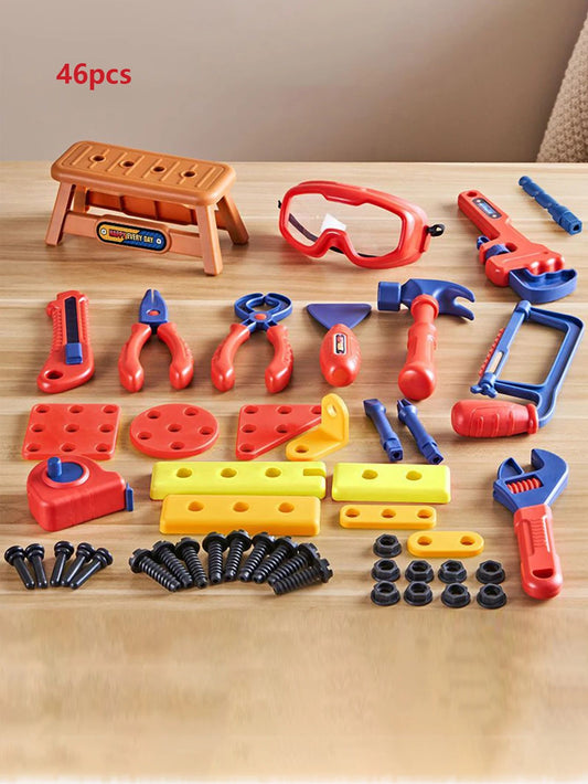 Fun Kids Toolbox Set Durable Plastic - Lusomart