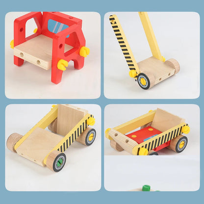 Children's Wooden Construction Vehicle Fine Motor Skills Coordination Educational Toy 3