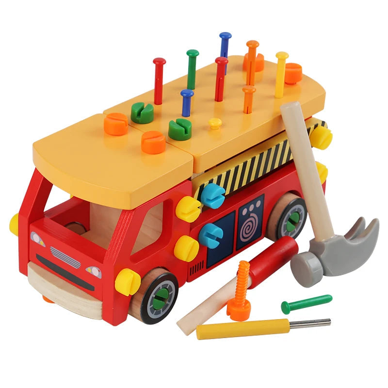 Children's Wooden Construction Vehicle Fine Motor Skills Coordination Educational Toy 4