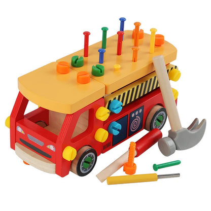 Children's Wooden Construction Vehicle Fine Motor Skills Coordination Educational Toy 4