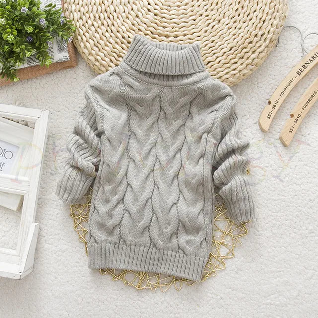 Kids Cable Knit Turtleneck Sweater - Soft Acrylic Thick Knit 10
